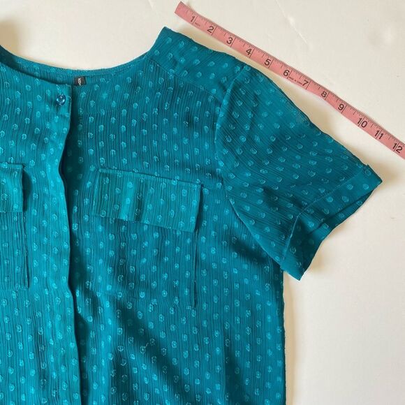 1118 by Walter Baker Sheer Teal Button-Front Blouse – XS - Picture 8 of 9